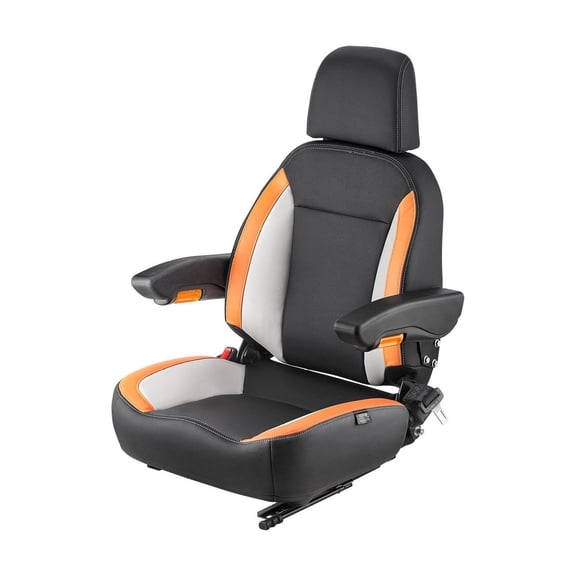 Universal Forklift Seat with Adjustable Back Armrest Headrest Safety Belt for Tractor Mower Skid Loader Bulldozer Ergonomic Heavy Duty Operator Seat Compatible with 99% Models