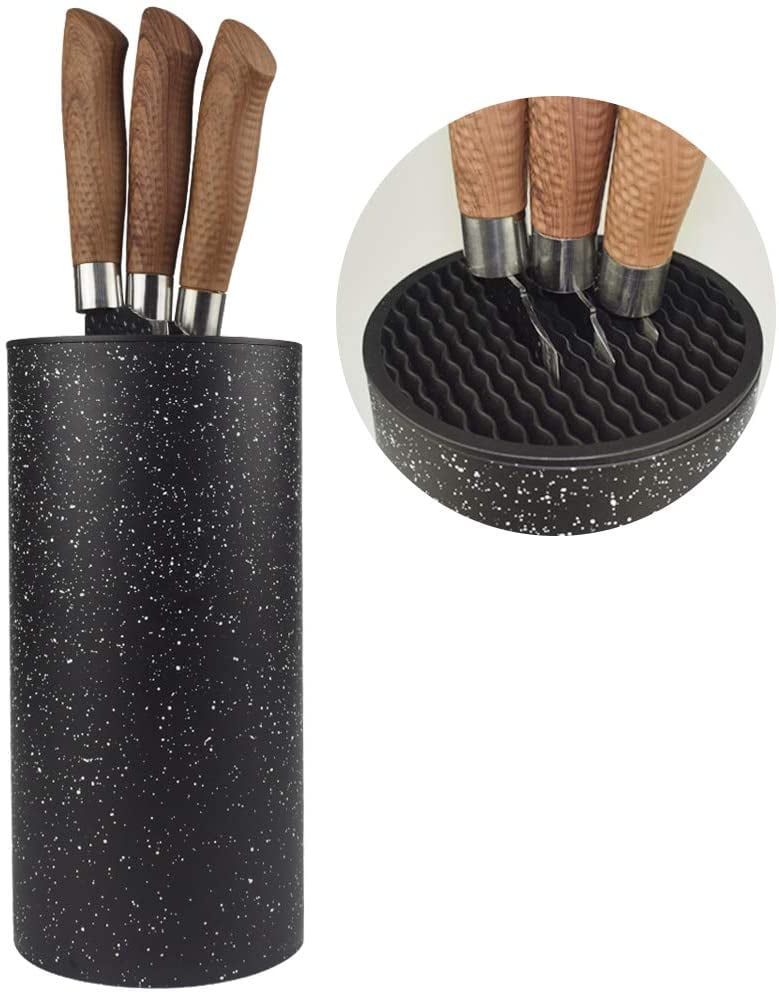 Universal Freedom Knife Storage Stand, Knife Block Holder without Knives, Resin Round Knife Holder-Black Snowflake Dots