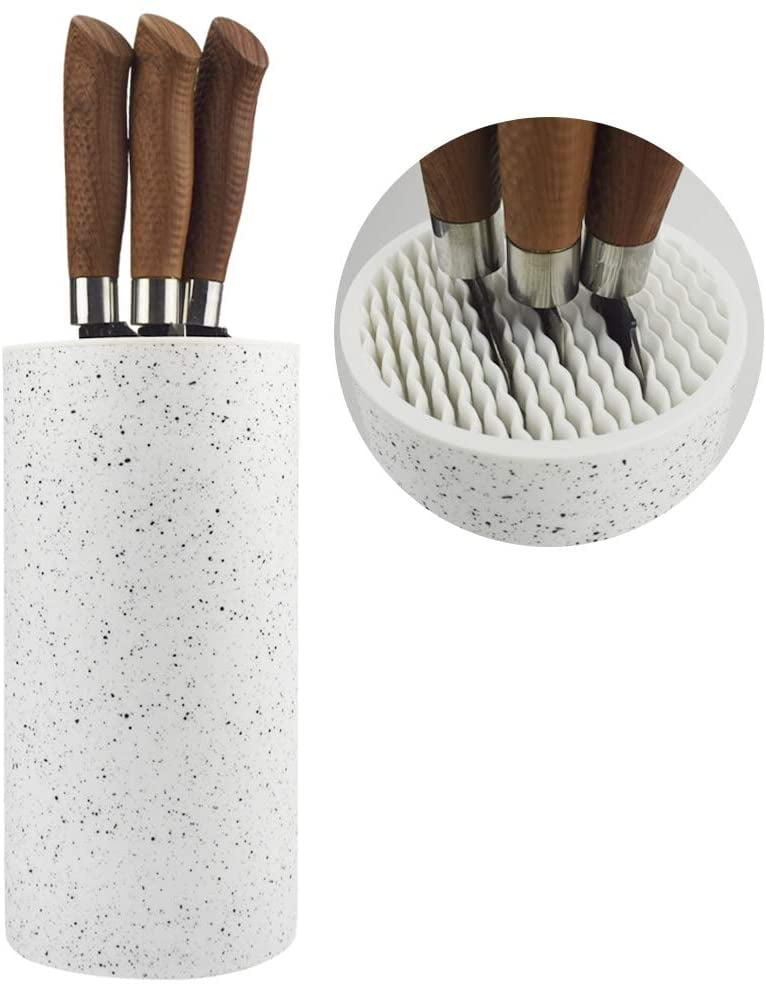 Universal Freedom Knife Storage Stand, Knife Block Holder without Knives, Resin Round Knife Holder-Black Snowflake Dots