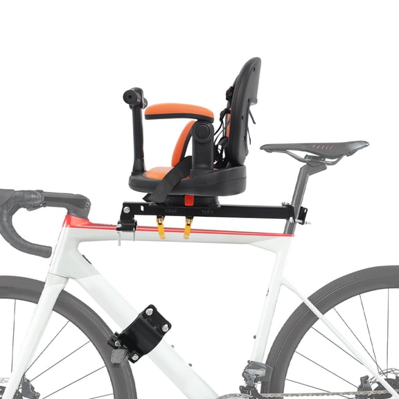 Universal Front Bike Seat Quick Release Easy Install on Mountain Bikes 40kg Capacity Bicycle Seat Front Bicycle Seat with 5-Point Safety Harness Foldable Armrests