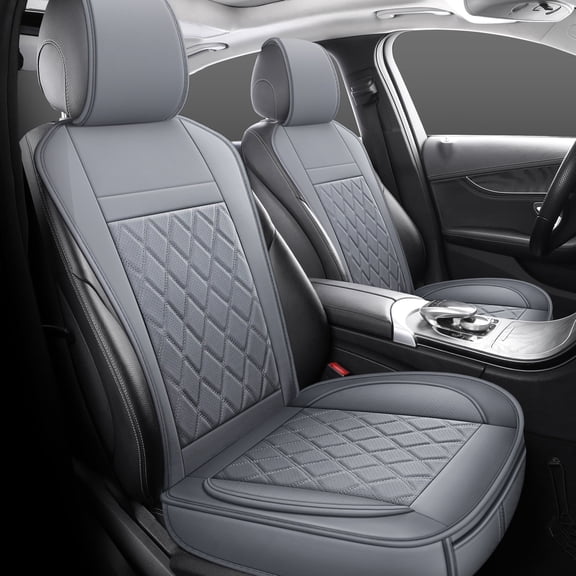 Universal Front Car Seat Covers for 2 Seats, Elegant Gray Design, Full Surround Protection for Cars SUVs Trucks, Waterproof Anti-Wear Front Seat Protector Set