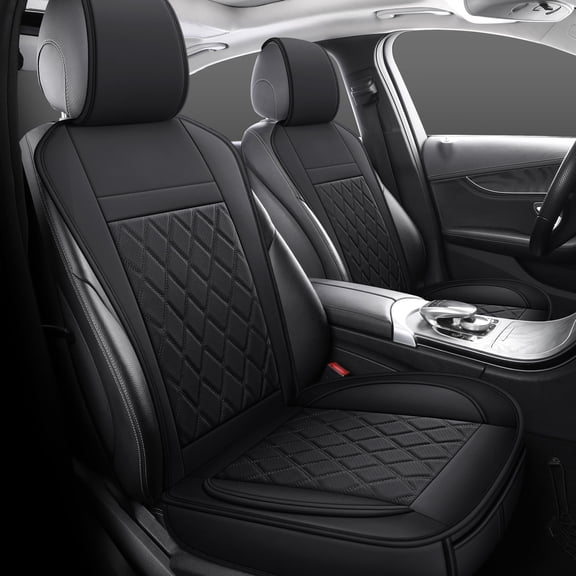 Universal Front Car Seat Covers for 2 Seats, Full Surround Protection, Luxury Black Design, Compatible with Cars SUVs Trucks, Anti-Wear Waterproof Front Seat Protector Set