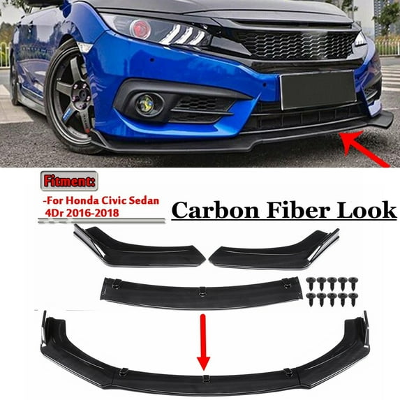 Universal Front Lip Splitter Body Kit Front Spoiler Lip Air Dam Chin Front Bumper Lip Lower Protector Carbon Fiber Style