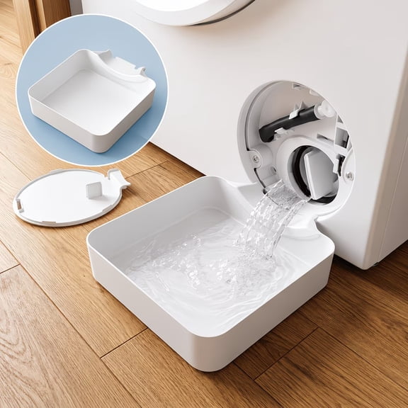 Universal Front-Load Washing Machine Drain Pan,1Pc | Washing Machine Drain Tray, Leak-Proof Water Catch Drainage Tray, Easy Installation for Basements, Apartments, Mobile Homes(White)