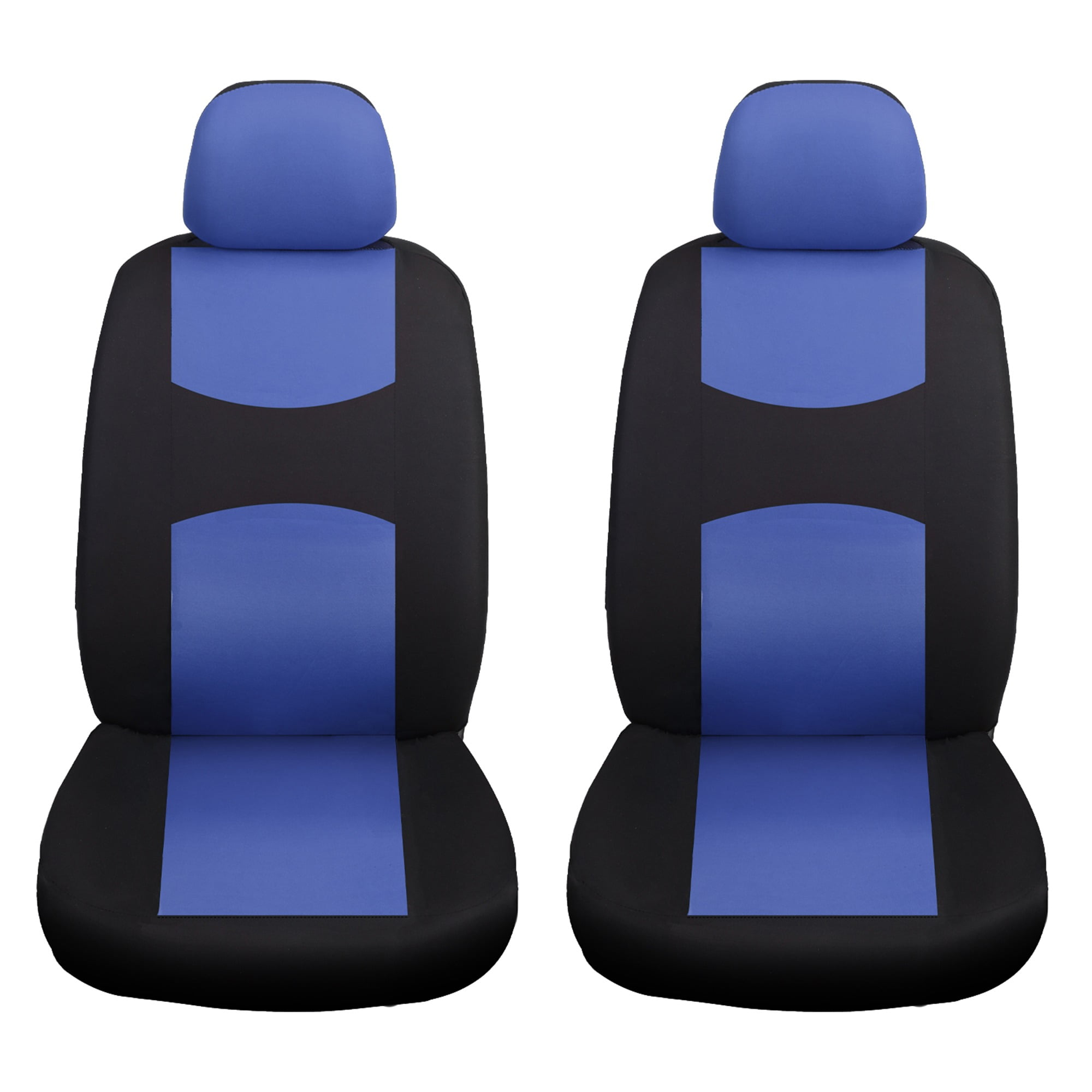 Universal Front Seat Covers for Cars, SUVs, Trucks, Black-Blue Trim, Anti-Wear Car Seat Protector for 2 Seats, All-Season Full Surround Design