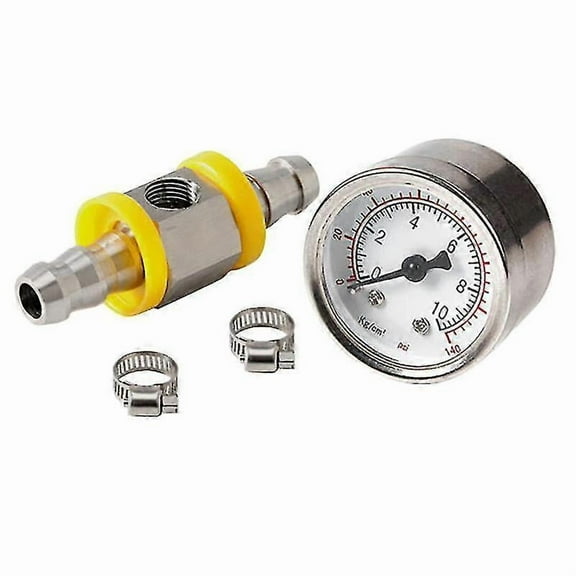 Universal Fuel Pressure Gauge 1/8 Npt(140 Psi) With 3/8 Inch Fuel Line Fuel Pressure Gauge Sensor - JV