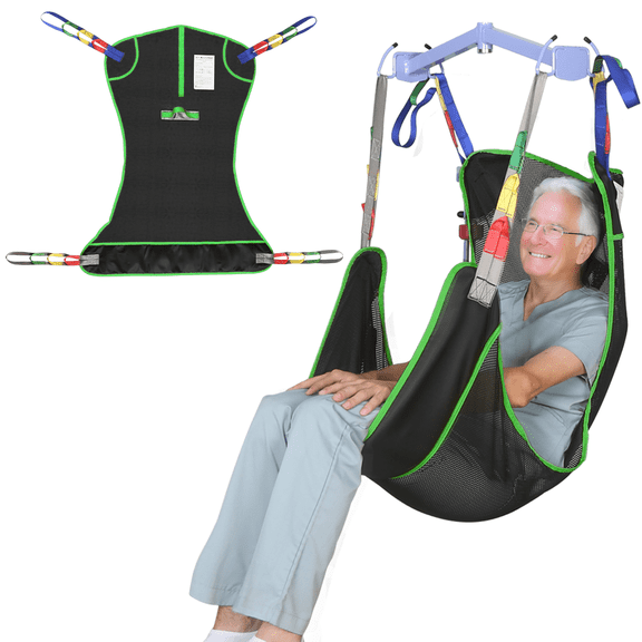 EZ Assistive Universal Full Body Patient Lift Sling, Polyester Mesh Transfer & Bathing Sling, 500 lb Rated Capacity, Machine Washable ,Black,Large