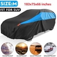 thumbnail image 1 of Universal Full Car Cover for SUV Waterproof All Weather UV Protection Snowproof Rain Sunproof Dust-proof Windproof, Size M, 183x75x66 inches, 1 of 10