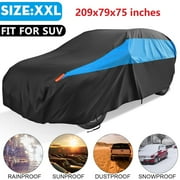 Universal Full Car Cover for SUV Waterproof All Weather UV Protection Snowproof Rain Sunproof Dust-proof Windproof, Size XXL, 209x79x75 inches