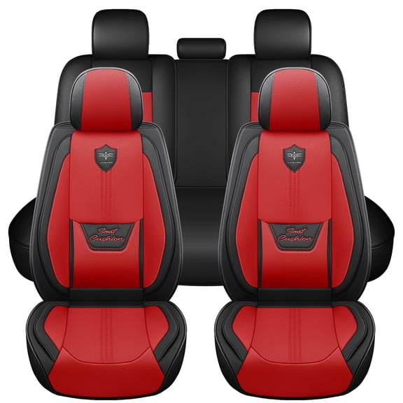 Universal Full Car Seat Covers for 5 Seats, Black-Red Contrast Design, All-Season Auto Seat Protector Set for Cars SUVs Trucks, Full Surround Interior Upgrade