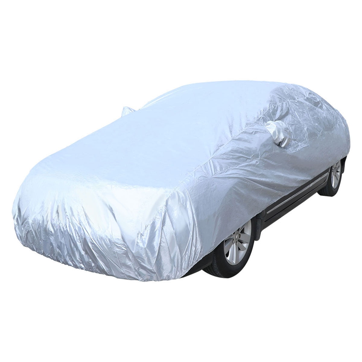Universal Full Car Snow Ice Sun UV Rain Shade Cover Outdoor Protector Size  M (Silver)