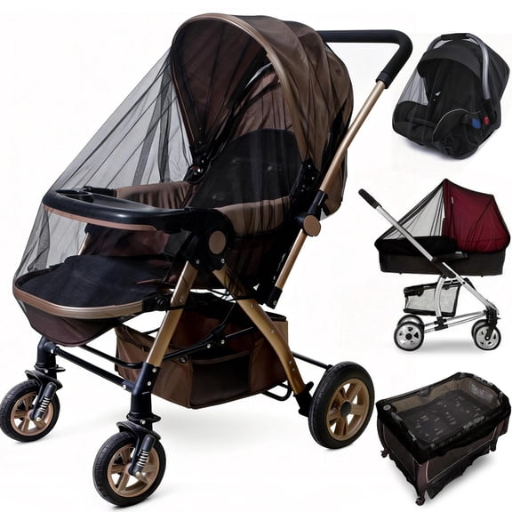 Universal Full-Cover Stroller Mosquito Net, Stretchable Breathable Mesh Sunshade Windshield for Baby Stroller