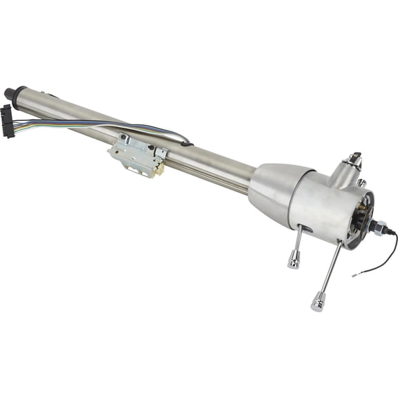 Universal GM Tilt Steering Column, 28" Raw Floor Shift, 5-Position Adjustable, 2-inch Diameter, '69-'94 Specs, Built-in Turn Signal & Hazard Flashers, Compatible with OE & Aftermarket Harness
