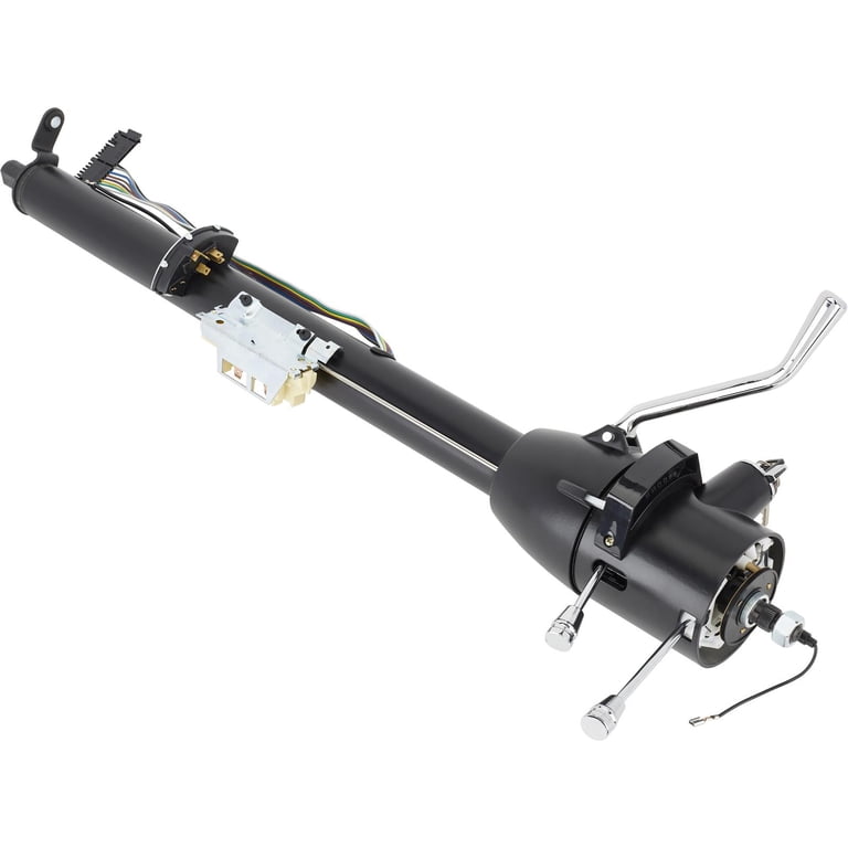 JEGS Universal Floor Shift Tilt Steering Column - 28" Length, 2" Tube, Black, Includes GM Adapter & Levers