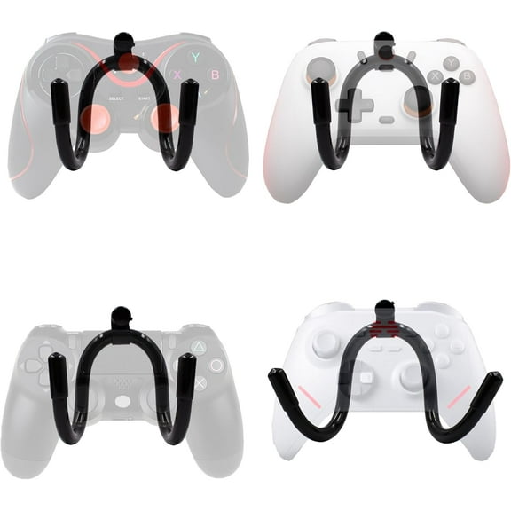 Universal Game Controller Organizer Wall Rack Wall Mount Wall Clip Wall Hanger Compatible With Xbox One PS4 Switch Pro controller 4/PK - NO GAME CONTROLLER - No Falling