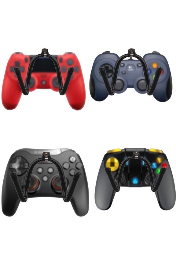 Universal Game Controller Wall Mount Stand Holder Organizer Wall Rack Wall Mount Wall Clip Wall Hanger (4 Pack) for Xbox One PS4 Switch Pro Game Controller, Universal Gamepad Accessories - NO Game Con