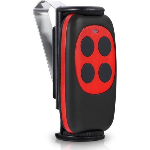 Universal Garage Door Remote Cloning Homelink Programmable Learning Remote, 4-Button Multi-Frequency (280MHz-868MHz) with Clips (Red)