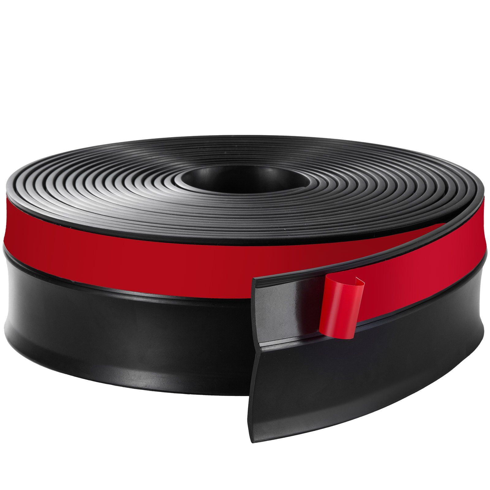 Universal Garage Door Seal Strip 20 FT Weatherproof TPE Composite with Adhesive and Screws Black