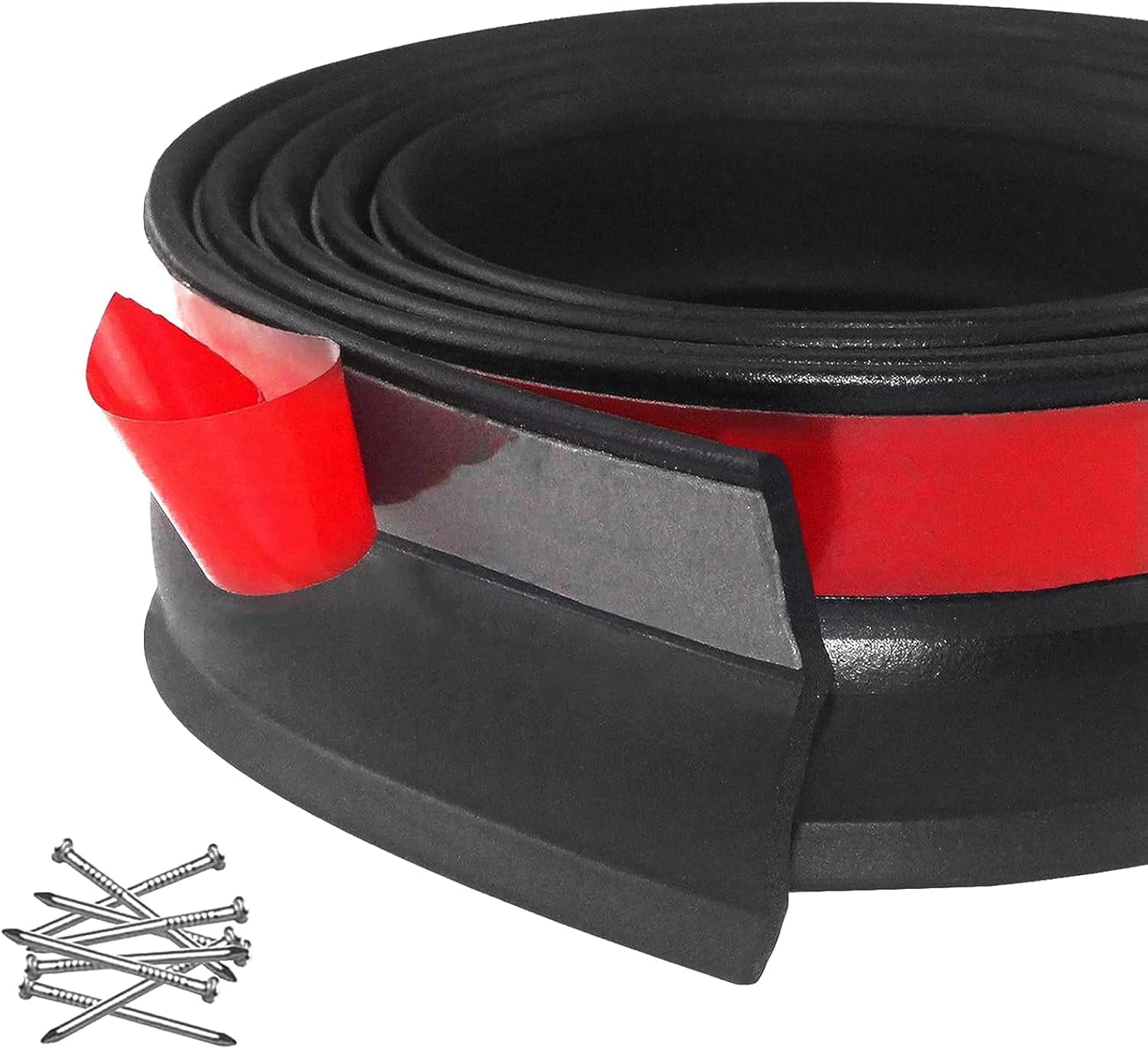 Universal Garage Door Seals Bottom Rubber, Garage Door Rubber Seal Strip Replacement, 20 Feet Weatherproofing Garage Door Weather Stripping with Nails