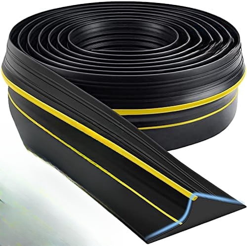Universal Garage Door Threshold Seal Strip 20FT Kit, Bottom Waterproof Rubber Weather Stripping Replacement（Yellow, 2 Adhesive）
