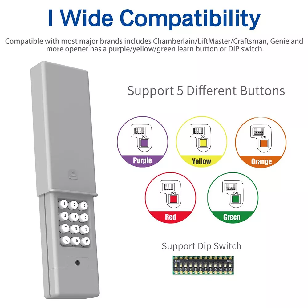 Universal Garage Door Wireless Keypad Opener For Chamberlain Control 2 ...