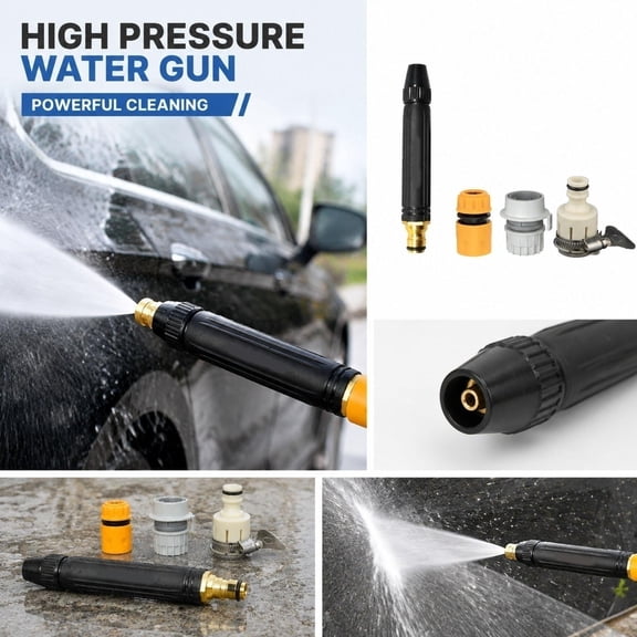 Universal Garden Hose Nozzle Fitting Set, Water Pressure Nozzle, Hose Quick Connector, Pressure Washer Attachment for Hose, 6X1 in Multi-Functional Kit for Yard Cleanup, Vehicle