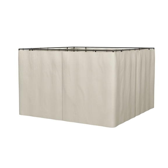 Universal Gazebo Sidewall Kit with 4 Beige Panels, Includes Hooks & C-Rings for Pergolas, Cabanas, 9.84' x 11.8'