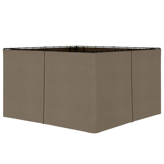 Universal Gazebo Sidewall Kit with 4 Panels, Includes Hooks & C-Rings for Pergolas and Cabanas, Brown, 9.84' x 11.8'
