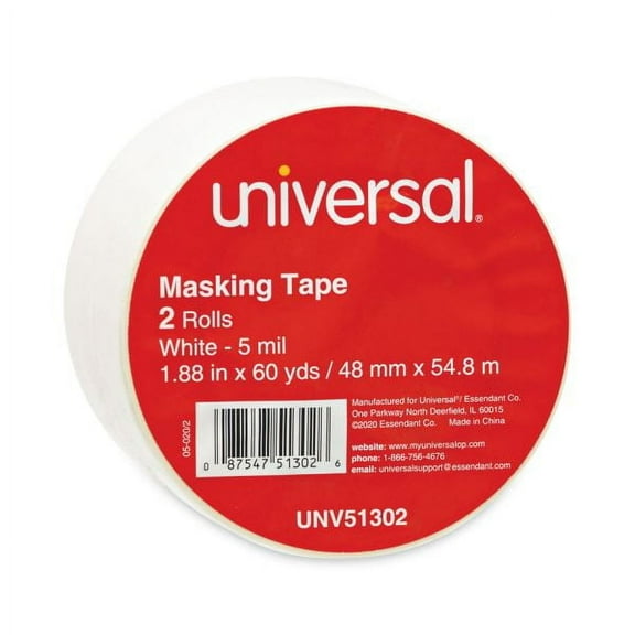 Universal General-Purpose Masking Tape, 3" Core, 48 mm x 54.8 m, Beige, 2/Pack, Each