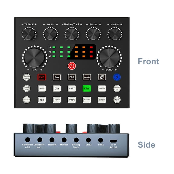 Universal Gift Audio Mixer Board Voice Changer Streaming Music Recording 7 Modes Multiple Effects Live Sound Card