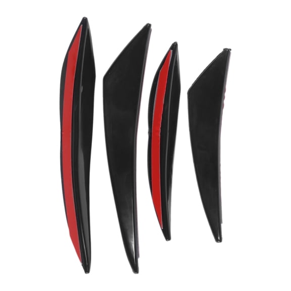 Universal Glossy Black Rubber Front Bumper Spoiler Fin Canard Splitter Guard Body Kit - 4 Inches / 10.16 cm Width Trim Protection, 4 Pieces