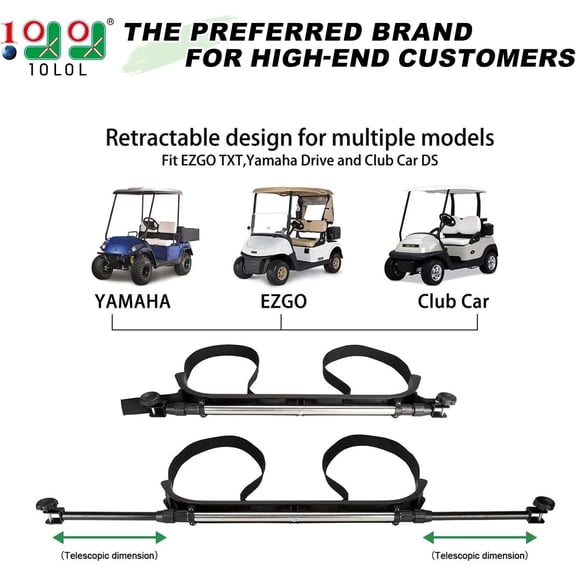 Universal Golf Cart Rear Seat Bag Holder Rack Attachment for Most 2+2 Golf Cart, Adjustable No-Drilling Golf Cart Bag Holder Fits Yamaha, EZGO, Club Car