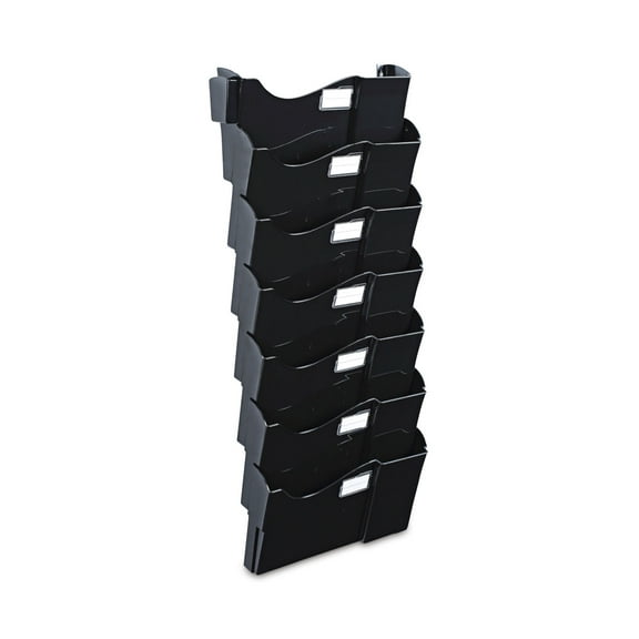 Universal Grande Central Filing System, 7 Sections, Legal/Letter Size, Wall Mount, 16" x 4.75" x 38.25", Black, 7/Pack