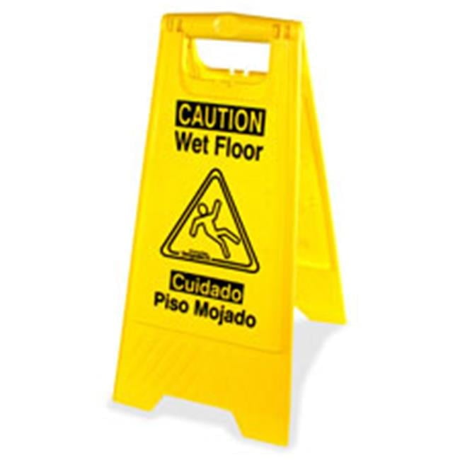 Bright Yellow Bilingual Wet Floor Sign with Foldable Design