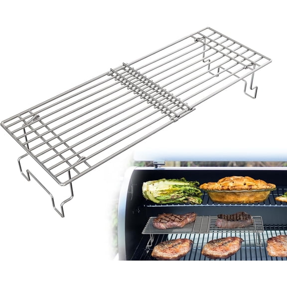 Universal Griddle Warming Rack for Pit Boss Traeger Wood Pellet Smoker Grill, Adjustable Warming Rack for Blackstone and More Tabletop Flat Rack