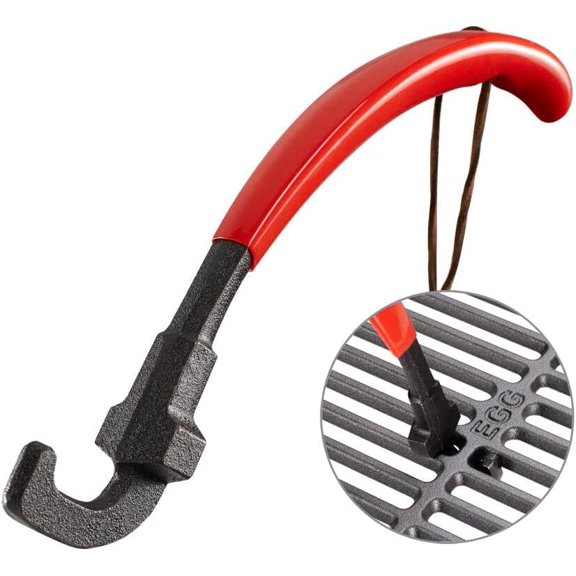 Universal Grill Grate Lifter Tool - Hot Surfaces Handling Cooking Grid Lifter Gripper with Non-Slip and Anti-scalding Coating Handle fits Most Heavy-Duty Cast Iron and Stainless Grates