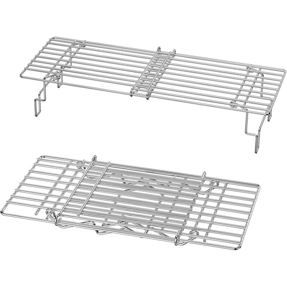 Universal Grill Rack for Gas Grill & Pellet Smoker, Adjustable Warming Rack Upper Rack with Foldable Legs, Stainless Steel Expandable 15.322.1 in, Fits Griddle & Smoker Grills