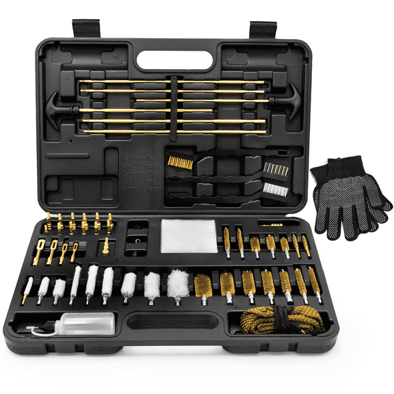 Elite Universal Firearm Cleaning Kit - Durable Brass Rods & Brushes for Shotgun, Hunting Rifle - 9mm Bore Rope, Brass Jags, Oil Bottle, Strong Carrying Case  by Quantum Lux
