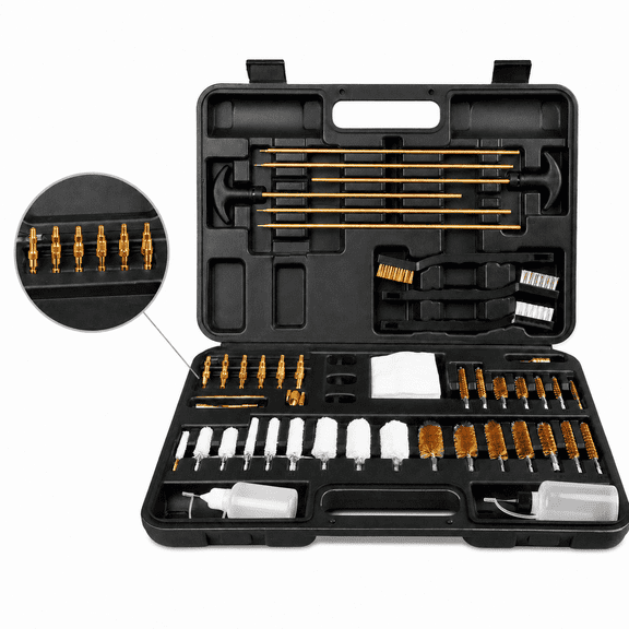 Universal Gun Cleaning Kit, Brass Cleaning Rods, Brushes and Maintenance Supplies for Rifles, Pistols and Shotguns