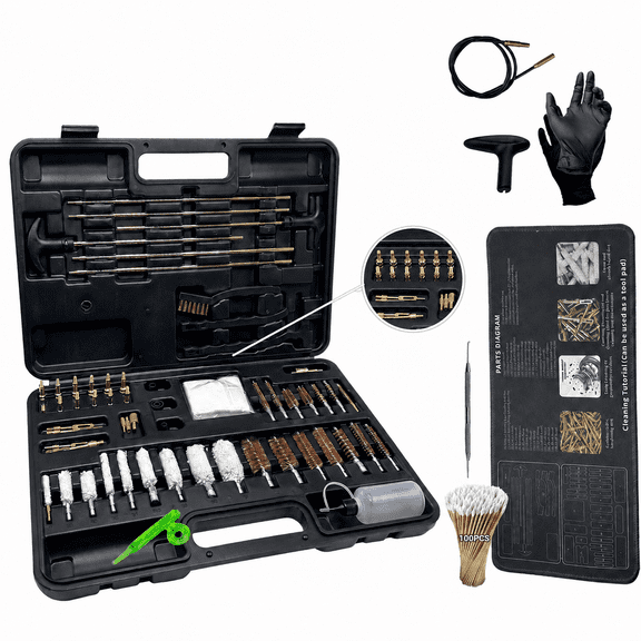 Universal Gun Cleaning Kit, Brass Cleaning Rods, Brushes and Maintenance Supplies for Rifles, Pistols and Shotguns