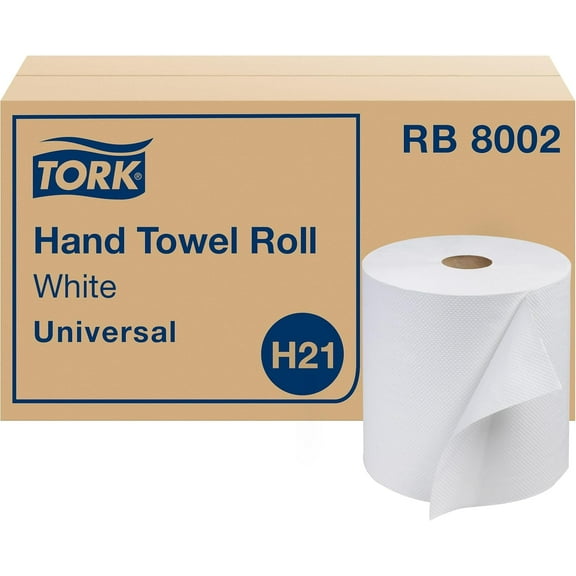 Universal Hand Towel Roll White, Compatible with H21 Dispensers, 100% Recycled Fiber 6 Rolls x 800 Ft (RB8002)White6 Rolls (800 Sheets each)
