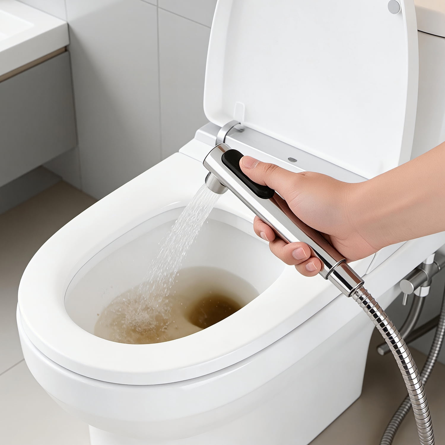 Universal Handheld Bidet Sprayer for Toilet, Adjustable Pressure Stainless Steel Bathroom Kit