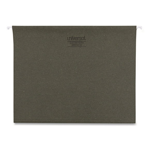 Universal Hanging File Folders, 1/5 Tab, 11 Point Stock, Letter, Standard Green, 25/Box -UNV14115