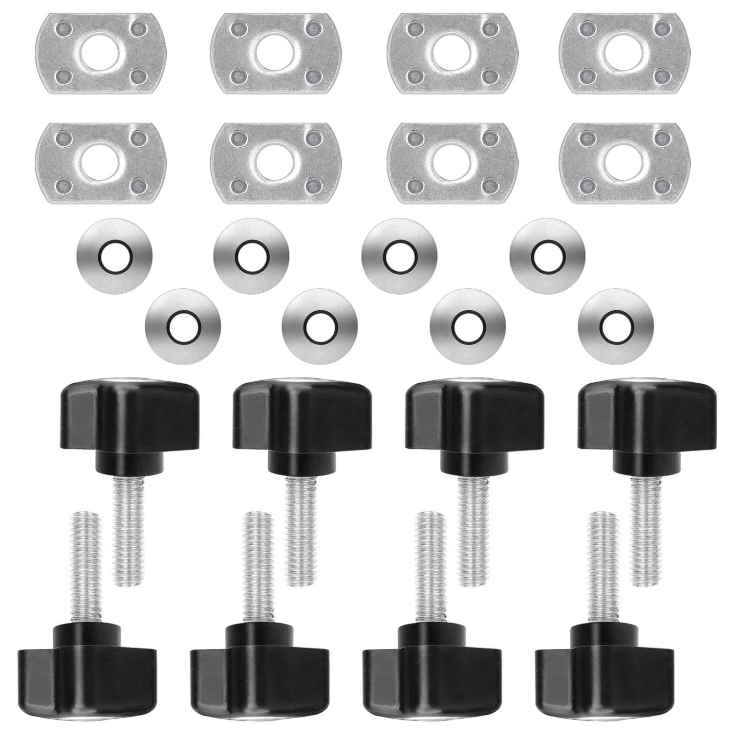 Acouto 8-Piece Hard Top Thumb Screw Kit – Quick-Release Fasteners With Washers & Nut Plates For Jeep YJ/TJ/JK (1995-2017)