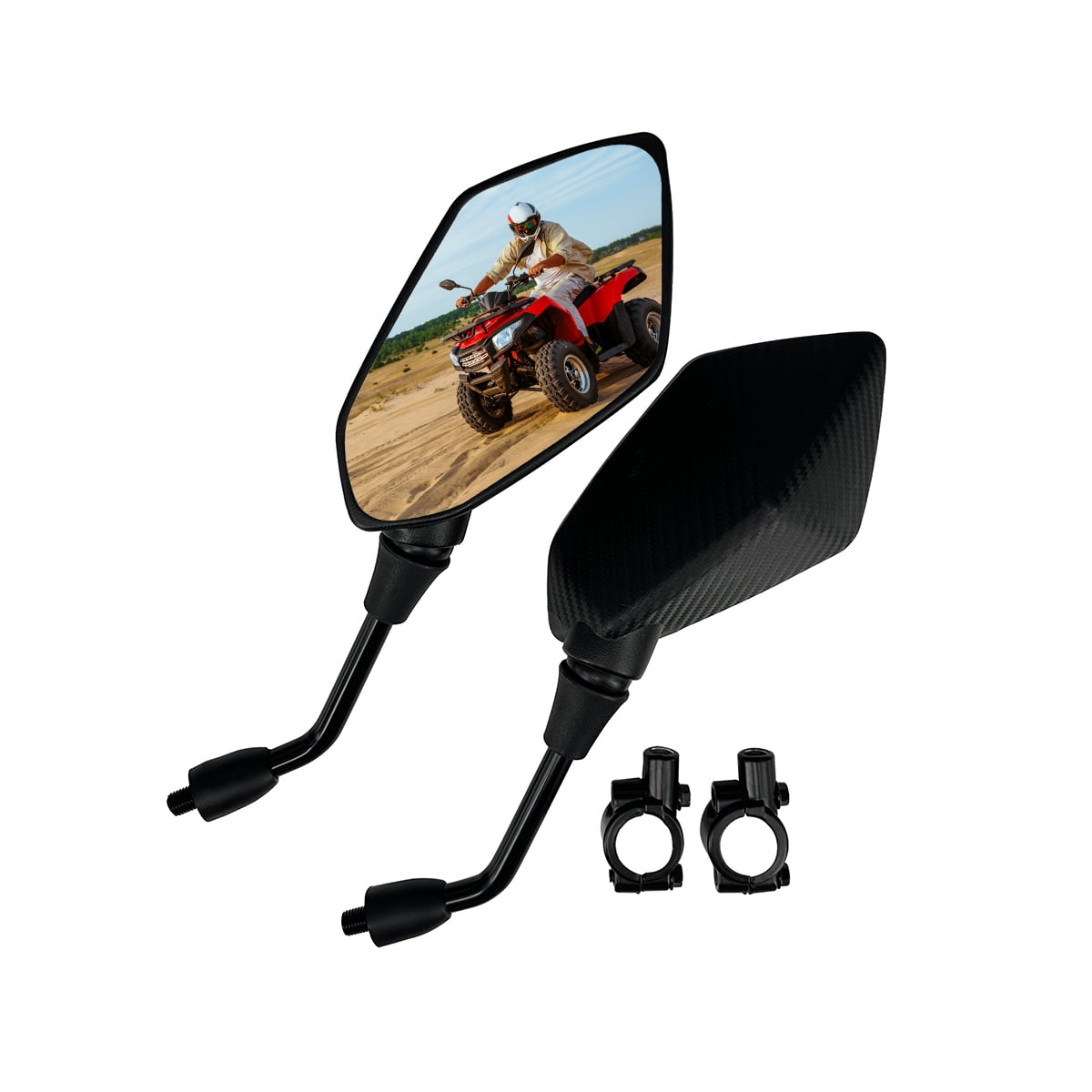 Universal 8mm Hawk-Eye Motorcycle Mirrors - Adjustable Rear View Mirror With 10mm Bolt For Scooters, ATVs, Cruisers