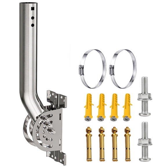 Universal Antenna Mount, Heavy Duty 430 Stainless Steel Pole 1.38" x 14.6" Mast for Wireless Bridges, Starlink, Weather Stations & Wifi Extenders, Silver