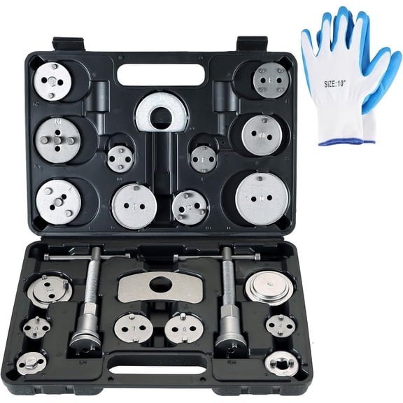 Universal Heavy-Duty Disc  Caliper Tool Kit | 24 count Wind  Tool Set for  Pad Replacement,  Caliper Compression Tool Fits   (Black)