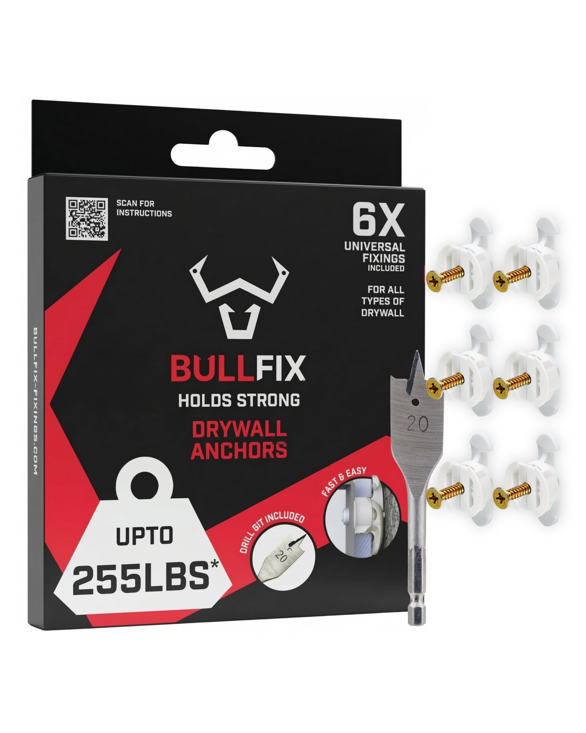 Universal Heavy Duty Drywall Anchors - 96 Pack, Holds up to 255lbs, Heavy Duty Wall Anchors for Drywall for Stud & Hollow Cavity with Screws Kit