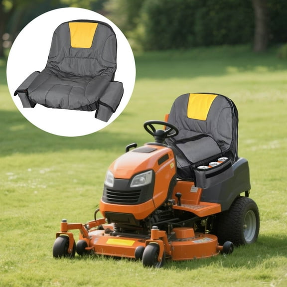 Universal Heavy Duty Mower Seat Cover Durable Polyester Fabric Protective Tractor Seat Cover with Armrests Fits Riding Mowers