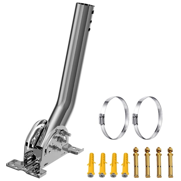 Universal Heavy-Duty Pole Mount, Rustproof Stainless Steel J-Pipe Antenna Mount for Wall, Eave, or Roof Mounting, Compatible with Outdoor TV Antennas,Wireless Bridge, Weather Station (1.38" x 12")